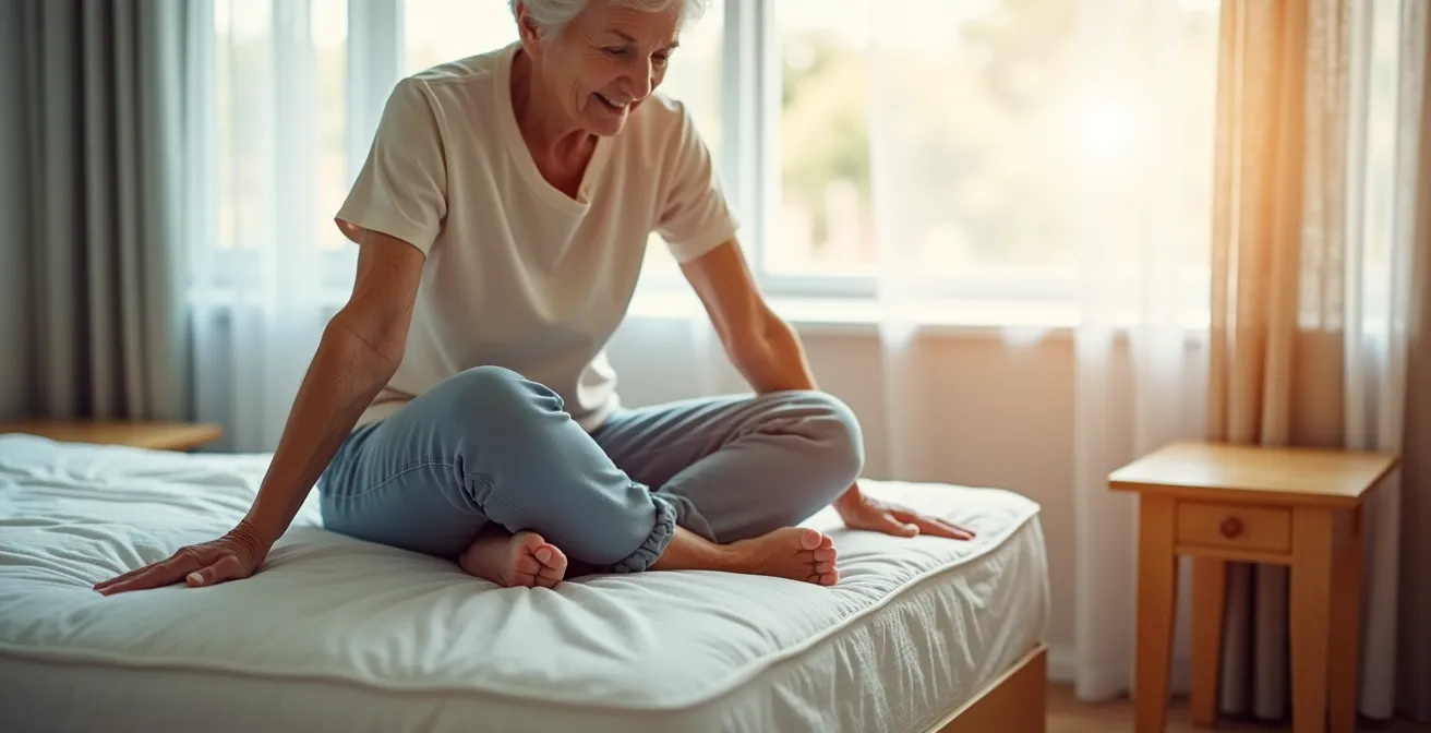 Séquence illustrée des trois étapes du lever sécurisé pour éviter l'hypotension