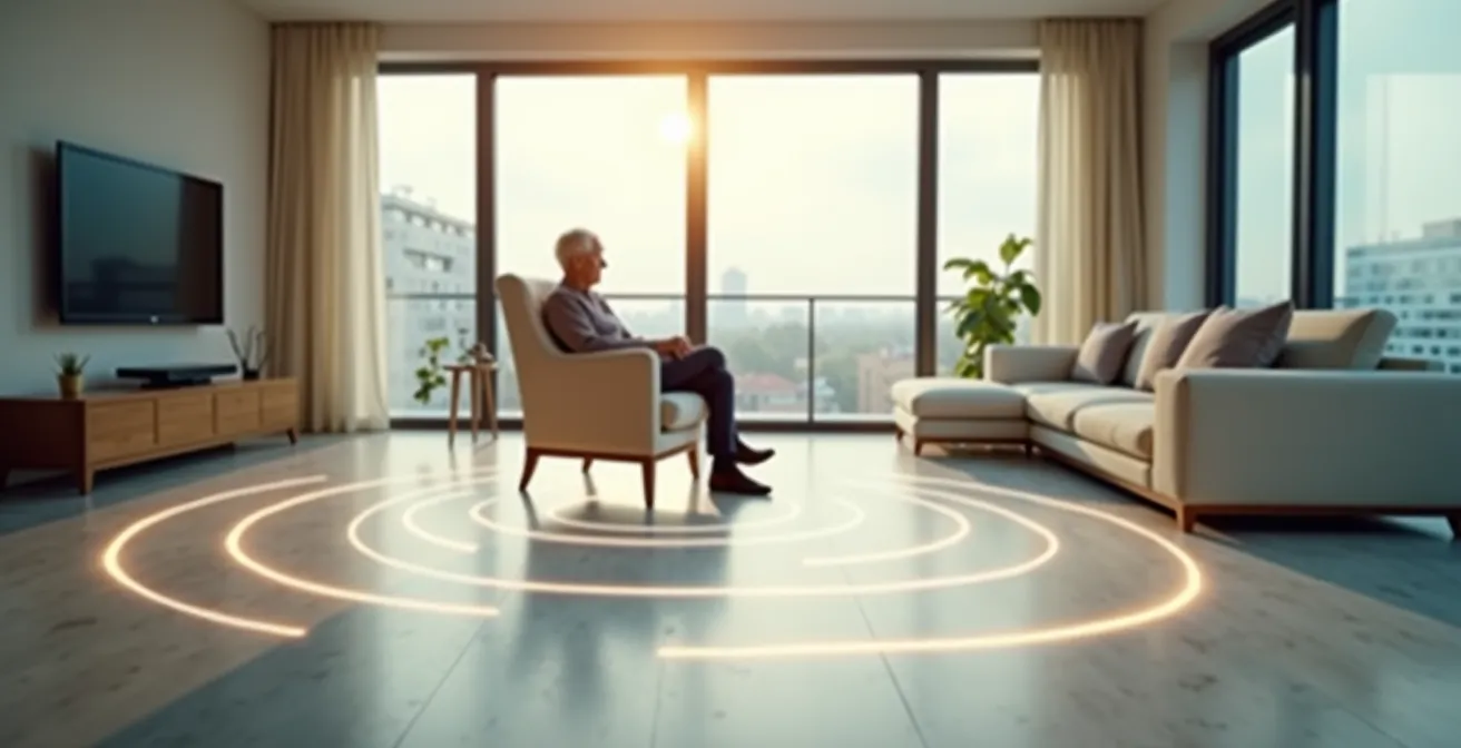 Schéma infographique des étapes de vérification en cas d'alerte avec smartphone et personne senior